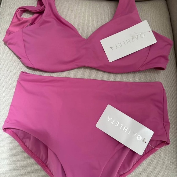 Athleta Other - Athleta Fuchsia new bikini swimsuit with high waisted bottom
